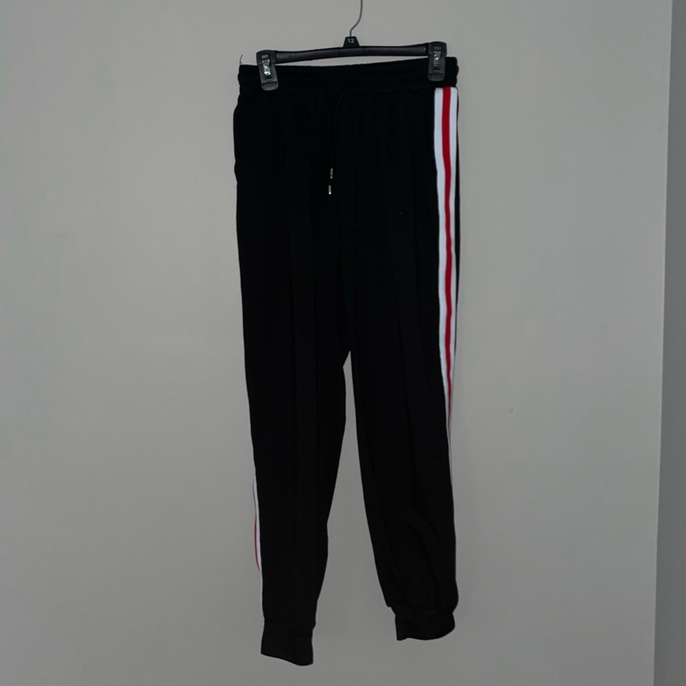 White and red striped black SHEIN pants